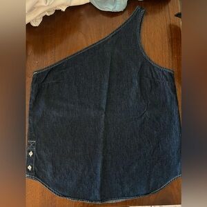 Calvin Klein Jeans One-Shoulder Dark Denim Tank Top